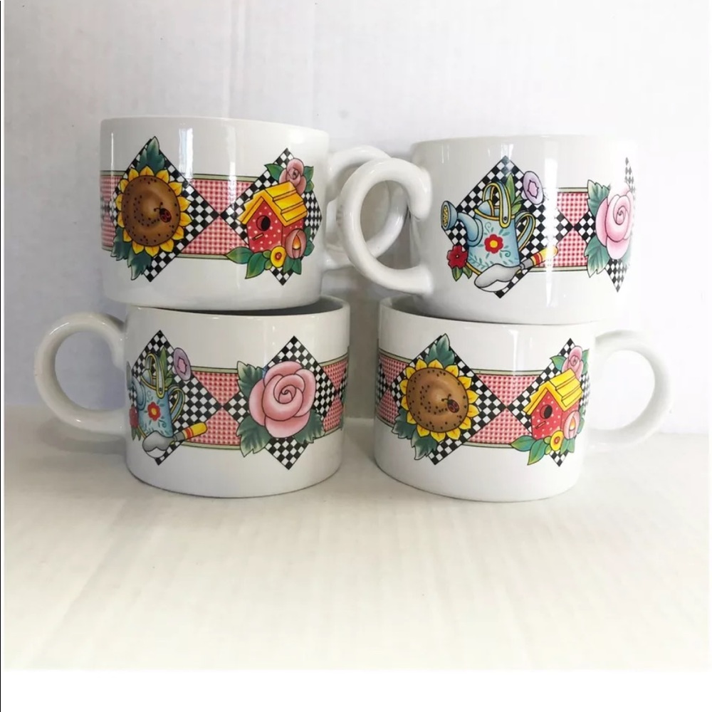 Sakura Mary Englebreit Garden Time Set of 4 Mugs